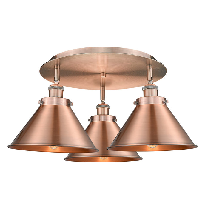 Innovations 916-3C-AC-M10-AC Three Light Flush Mount, Antique Copper
