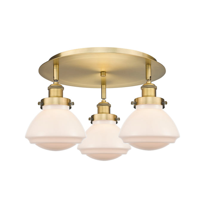 Innovations 916-3C-BB-G321 Three Light Flush Mount, Brushed Brass