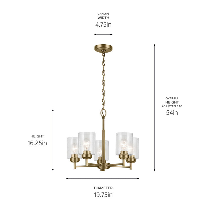 Kichler 44030NBR Five Light Chandelier, Natural Brass