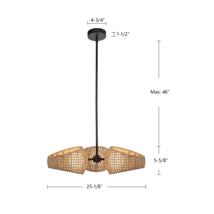 Kuzco Lighting CH20625-BK/OP LED Chandelier, Black/Opal Glass