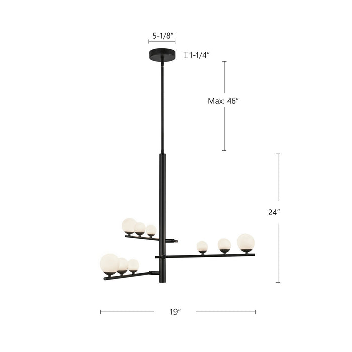 Kuzco Lighting CH55524-BK/OP LED Chandelier, Black/Opal Glass