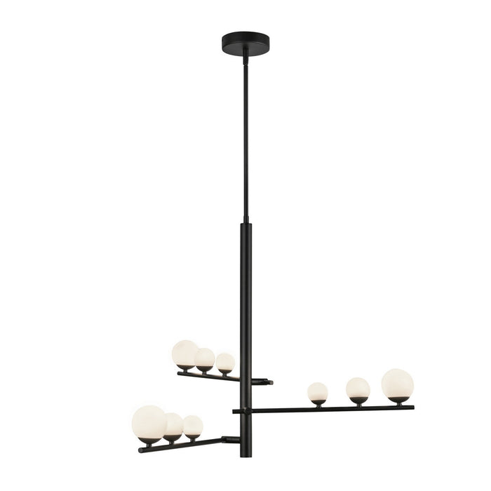 Kuzco Lighting CH55524-BK/OP LED Chandelier, Black/Opal Glass