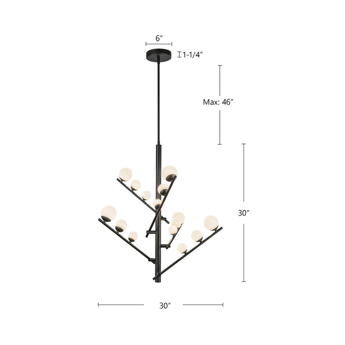 Kuzco Lighting CH55530-BK/OP LED Chandelier, Black/Opal Glass