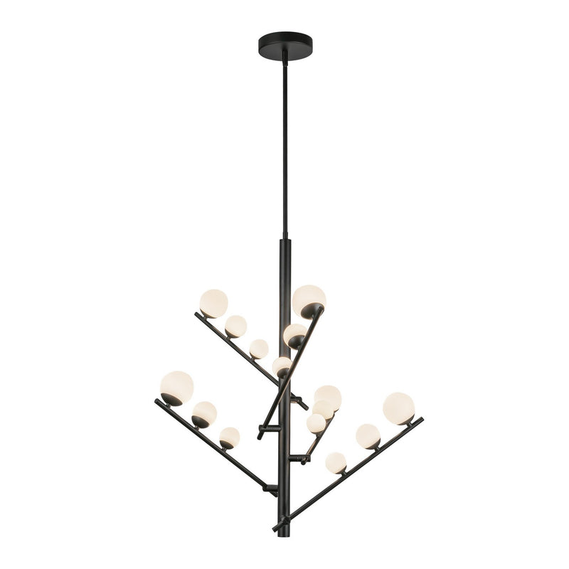 Kuzco Lighting CH55530-BK/OP LED Chandelier, Black/Opal Glass