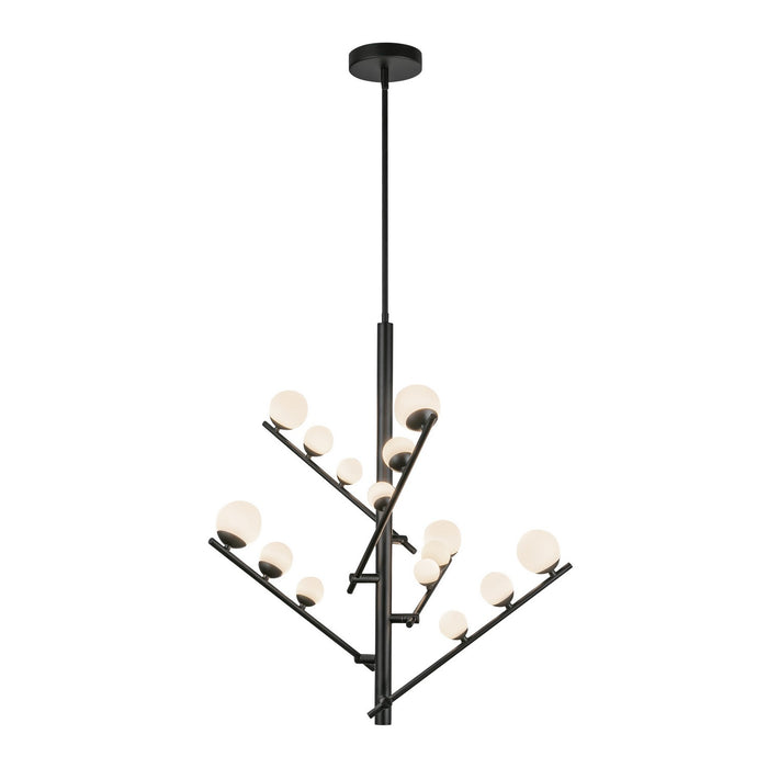 Kuzco Lighting CH55530-BK/OP LED Chandelier, Black/Opal Glass