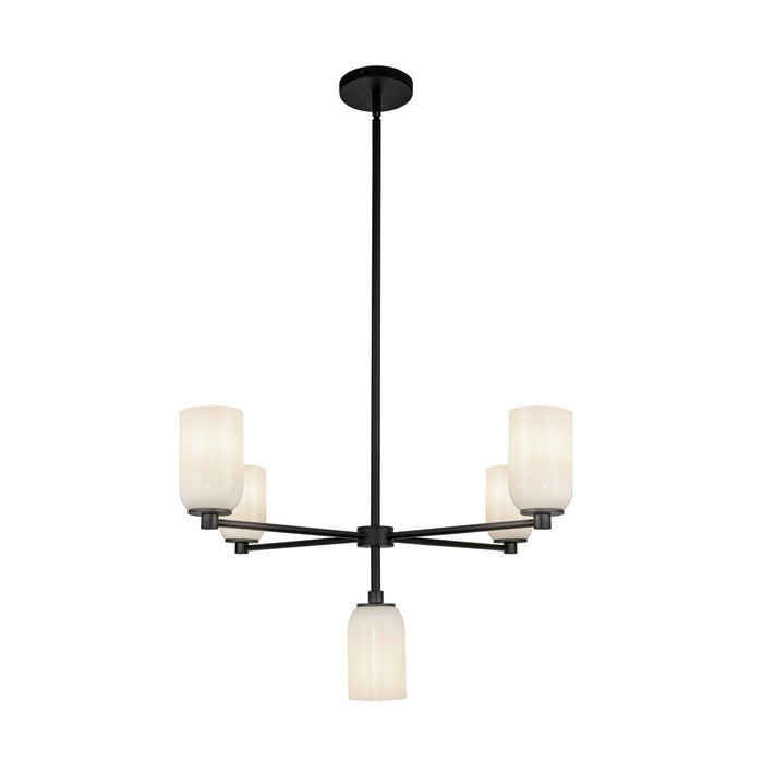 Kuzco Lighting CH57731-BK/GO Five Light Chandelier, Black/Glossy Opal Glass
