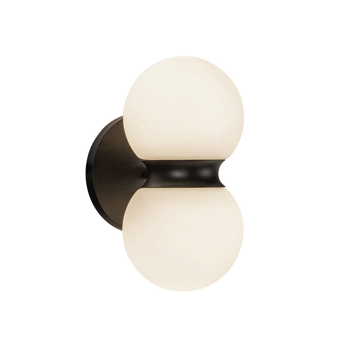 Kuzco Lighting EW77209-BK/OP LED Exterior Wall Mount, Black/Opal Glass