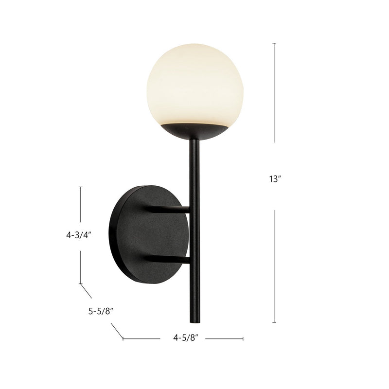 Kuzco Lighting EW78513-BK/OP LED Exterior Wall Mount, Black/Opal Glass