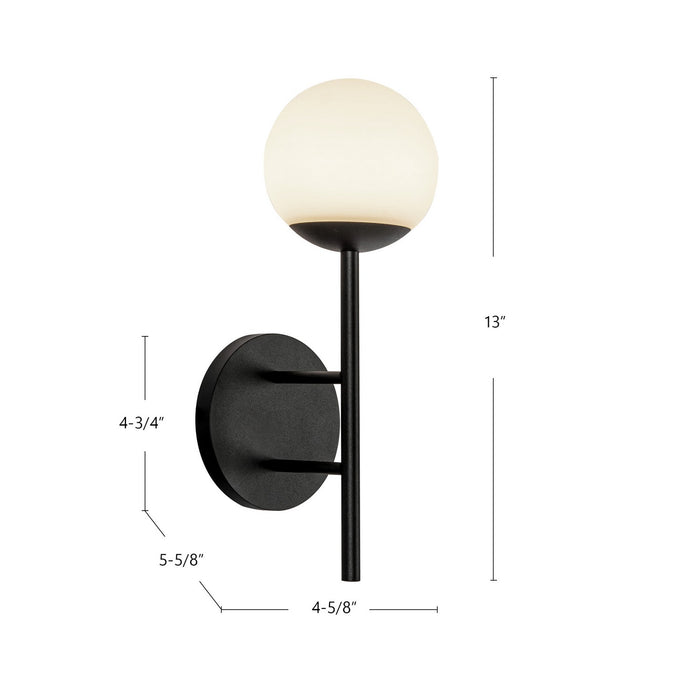 Kuzco Lighting EW78513-BK/OP LED Exterior Wall Mount, Black/Opal Glass