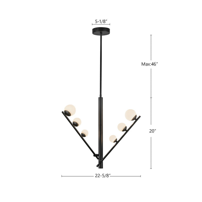 Kuzco Lighting PD55520-BK/OP LED Pendant, Black/Opal Glass