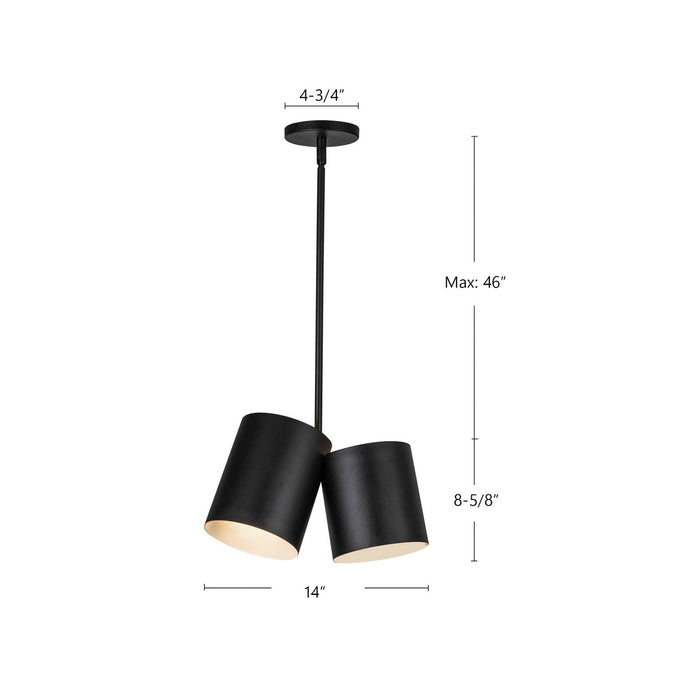 Kuzco Lighting PD58814-BK Two Light Pendant, Black