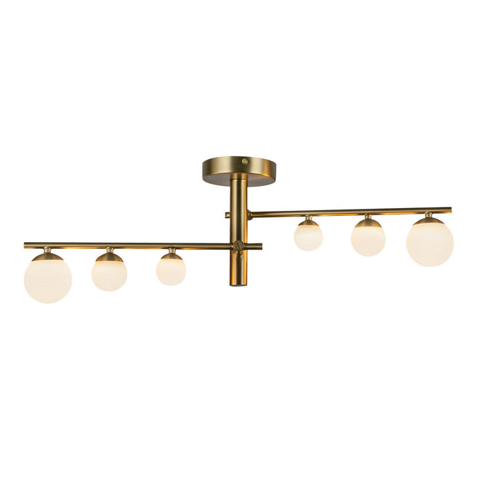 Kuzco Lighting SF55525-BG/OP LED Semi-Flush Mount, Brushed Gold/Opal Glass
