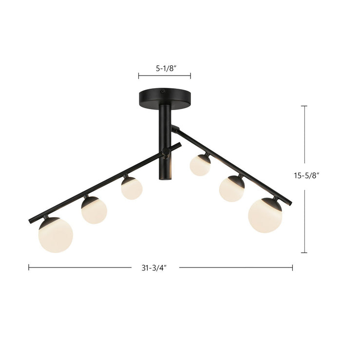 Kuzco Lighting SF55525-BK/OP LED Semi-Flush Mount, Black/Opal Glass