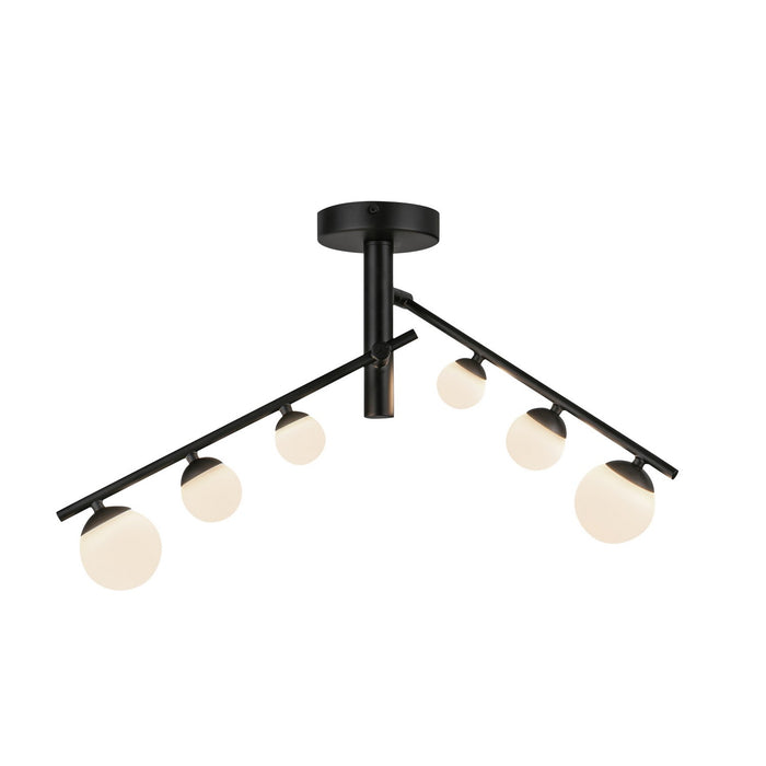 Kuzco Lighting SF55525-BK/OP LED Semi-Flush Mount, Black/Opal Glass