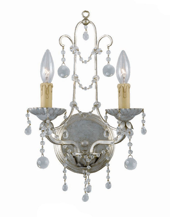 Crystorama 4612-SL Two Light Wall Sconce, Silver Leaf