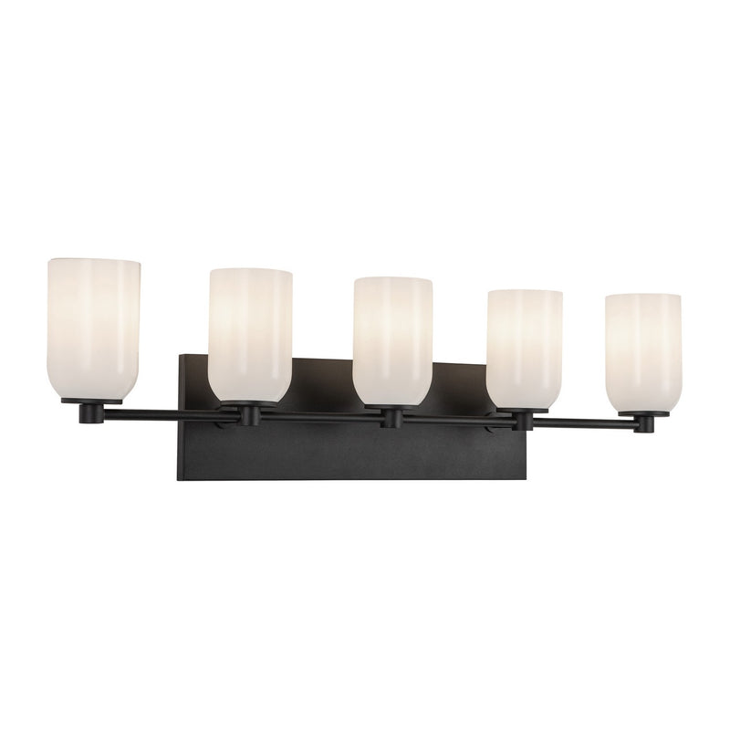 Kuzco Lighting VL57732-BK/GO Five Light Vanity, Black/Glossy Opal Glass