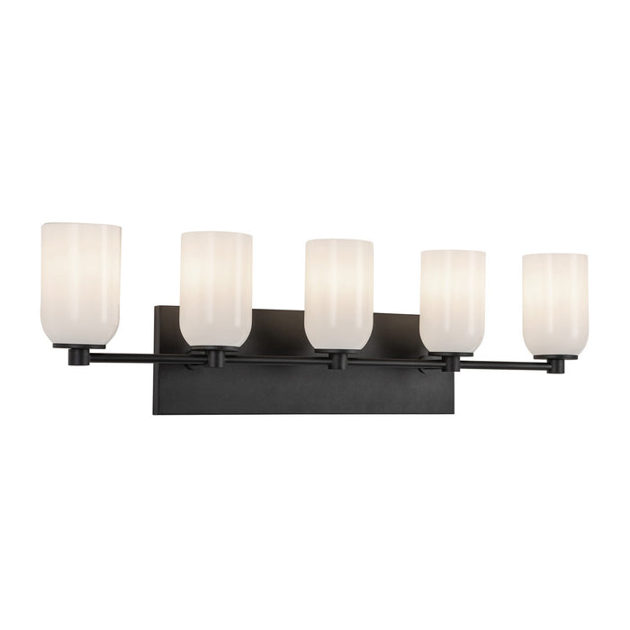 Kuzco Lighting VL57732-BK/GO Five Light Vanity, Black/Glossy Opal Glass