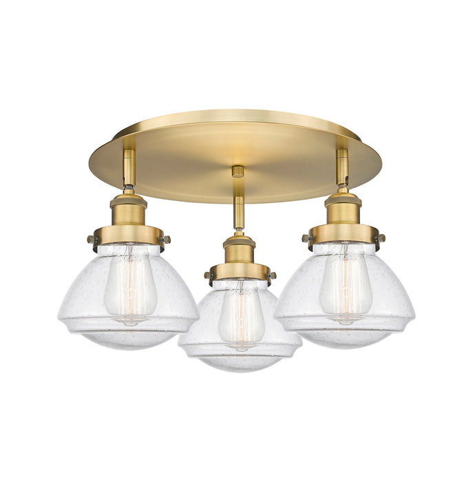 Innovations 916-3C-BB-G324 Three Light Flush Mount, Brushed Brass