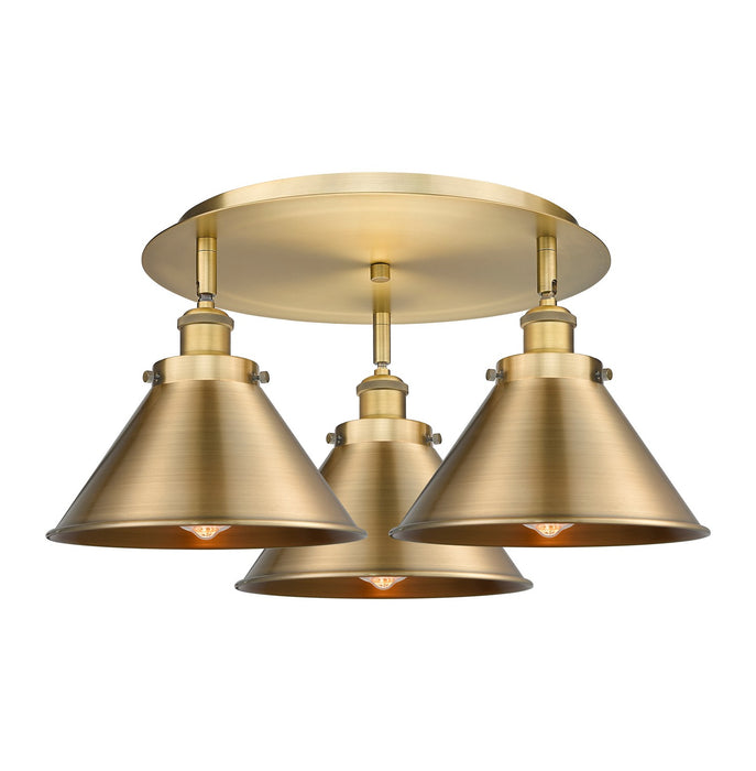 Innovations 916-3C-BB-M10-BB Three Light Flush Mount, Brushed Brass