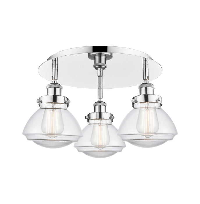 Innovations 916-3C-PC-G322 Three Light Flush Mount, Polished Chrome