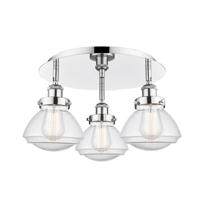 Innovations 916-3C-PC-G324 Three Light Flush Mount, Polished Chrome