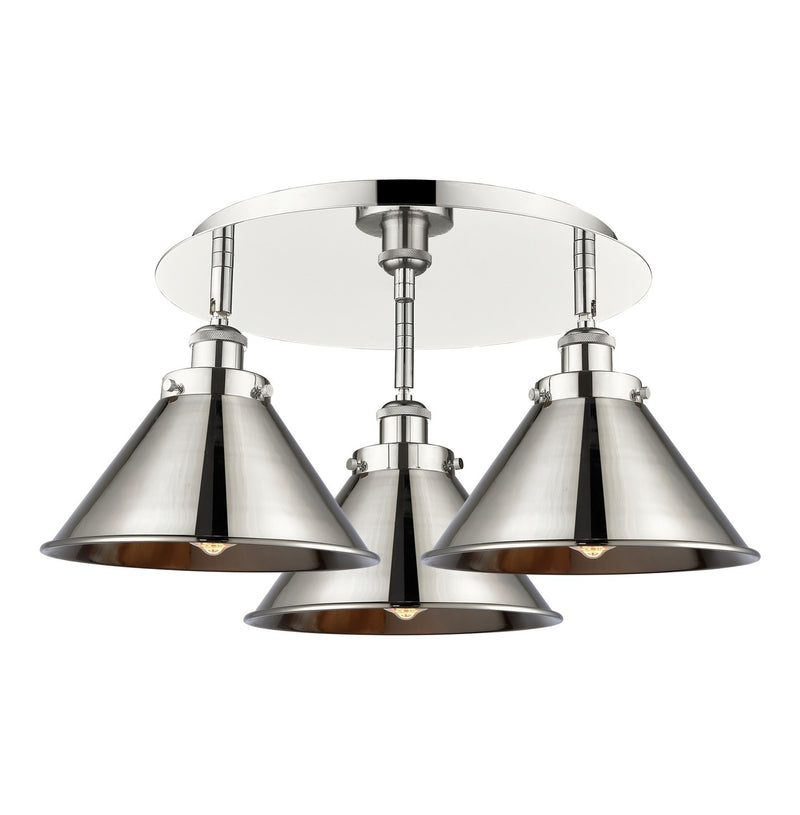 Innovations 916-3C-PN-M10-PN Three Light Flush Mount, Polished Nickel
