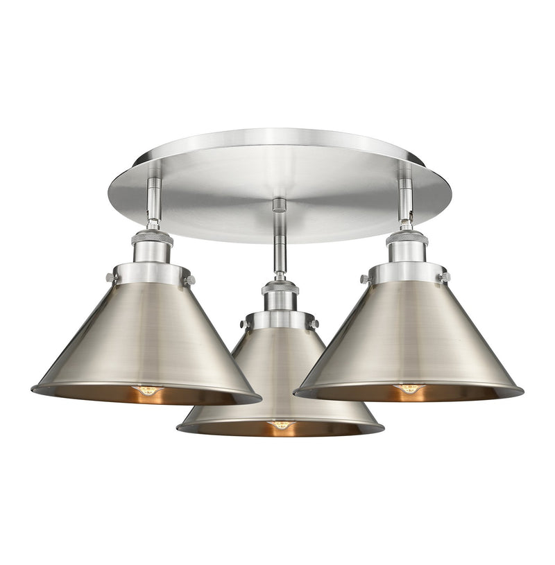 Innovations 916-3C-SN-M10-SN Three Light Flush Mount, Satin Nickel