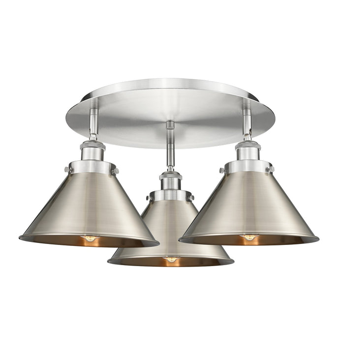 Innovations 916-3C-SN-M10-SN Three Light Flush Mount, Satin Nickel
