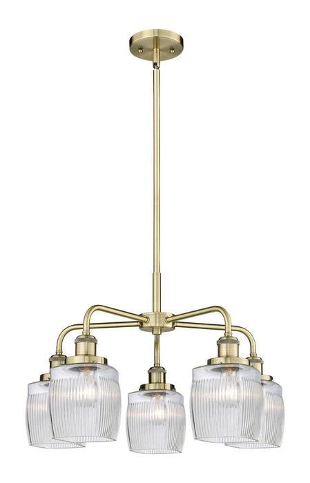 Innovations 916-5CR-AB-G302 Five Light Chandelier, Antique Brass