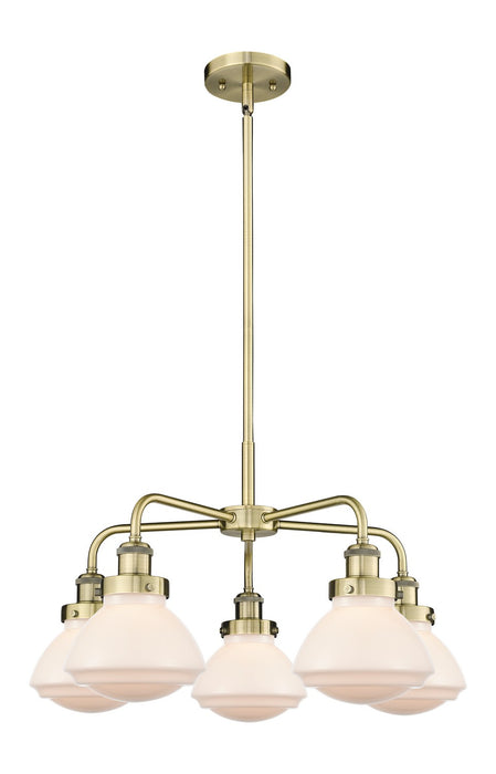 Innovations 916-5CR-AB-G321 Five Light Chandelier, Antique Brass