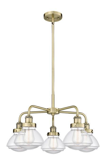 Innovations 916-5CR-AB-G322 Five Light Chandelier, Antique Brass