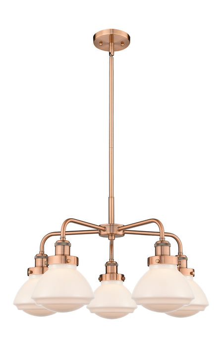 Innovations 916-5CR-AC-G321 Five Light Chandelier, Antique Copper