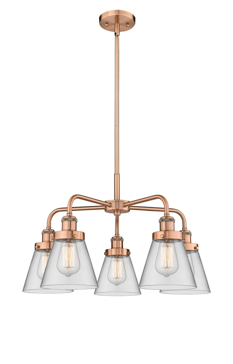 Innovations 916-5CR-AC-G62 Five Light Chandelier, Antique Copper