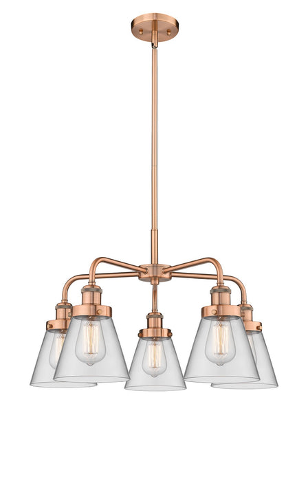 Innovations 916-5CR-AC-G62 Five Light Chandelier, Antique Copper