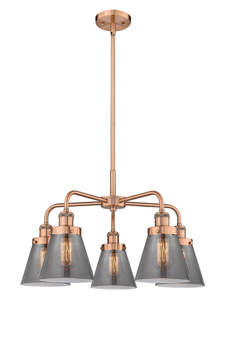 Innovations 916-5CR-AC-G63 Five Light Chandelier, Antique Copper