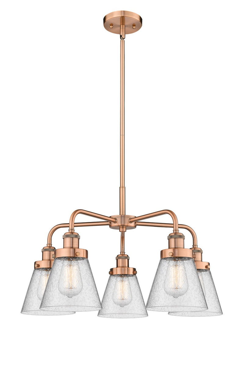 Innovations 916-5CR-AC-G64 Five Light Chandelier, Antique Copper