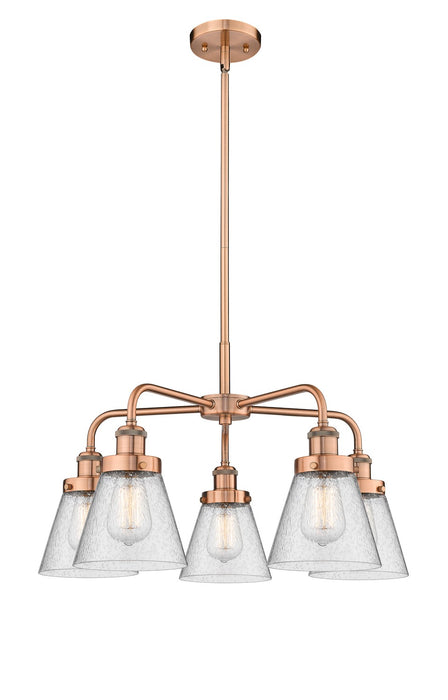 Innovations 916-5CR-AC-G64 Five Light Chandelier, Antique Copper