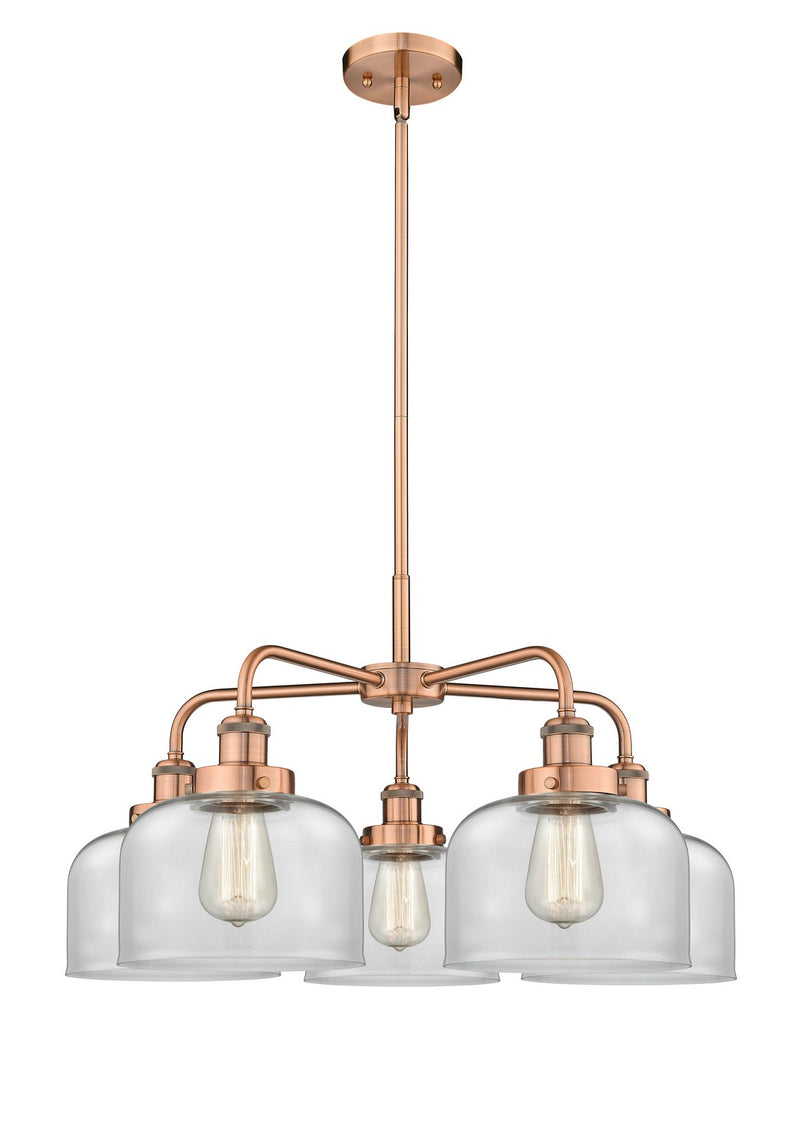 Innovations 916-5CR-AC-G72 Five Light Chandelier, Antique Copper