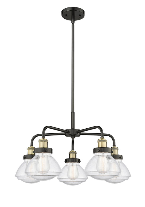Innovations 916-5CR-BAB-G324 Five Light Chandelier, Black Antique Brass
