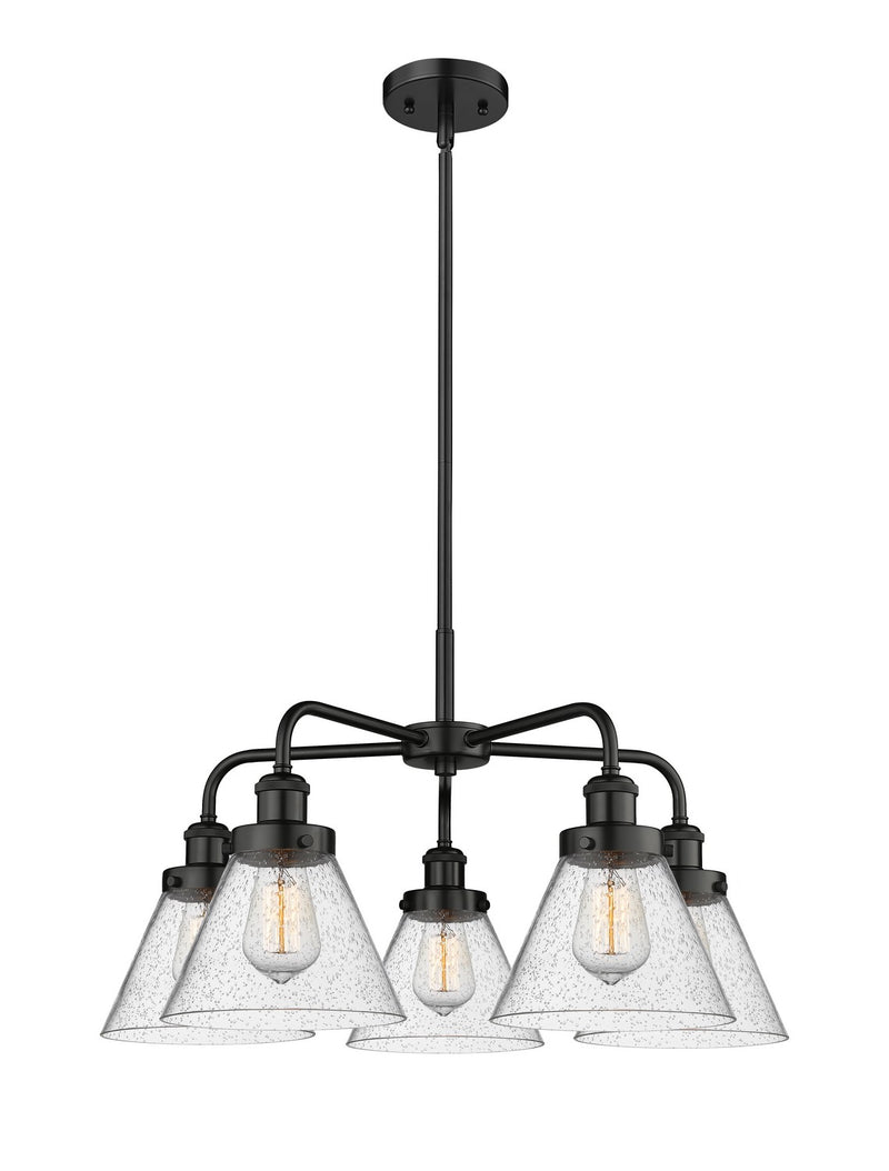 Innovations 916-5CR-BK-G44 Five Light Chandelier, Matte Black