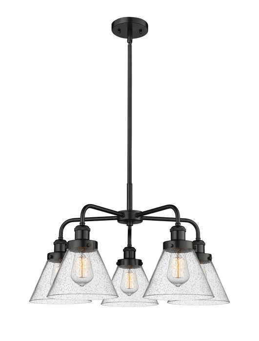 Innovations 916-5CR-BK-G44 Five Light Chandelier, Matte Black
