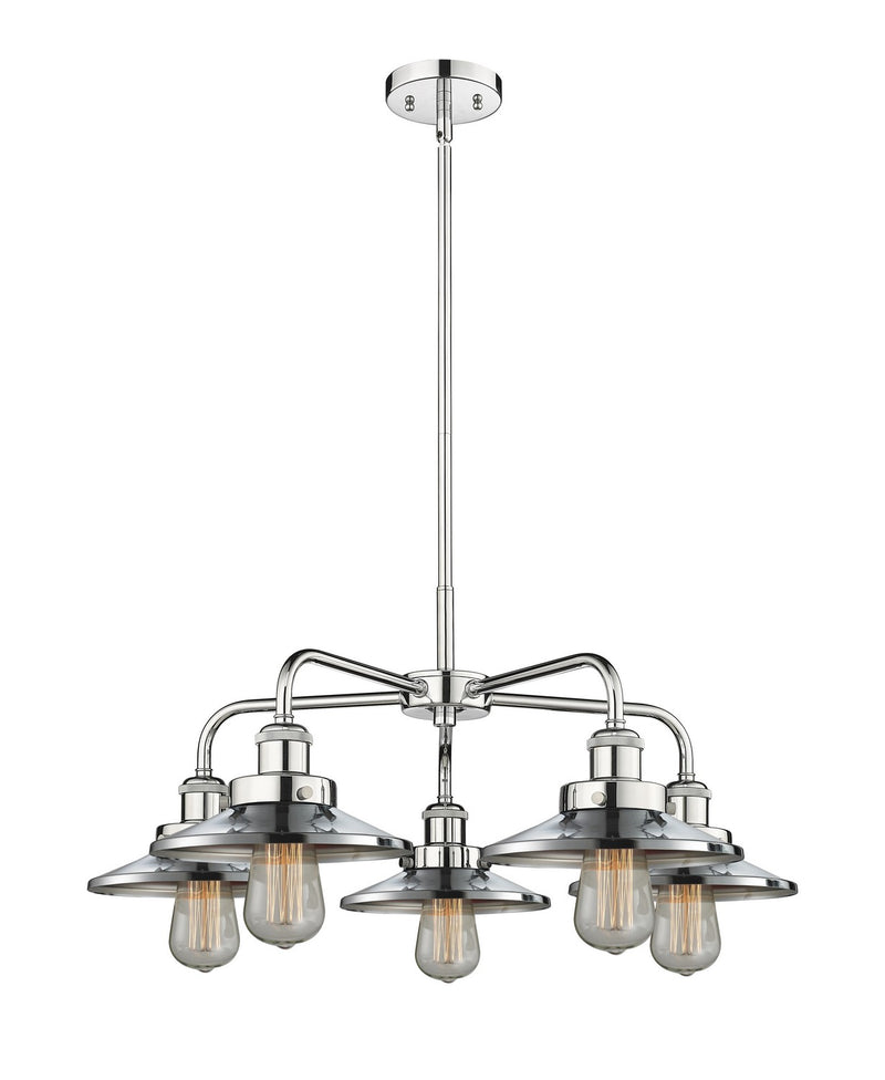 Innovations 916-5CR-PC-M7-PC Five Light Chandelier, Polished Chrome