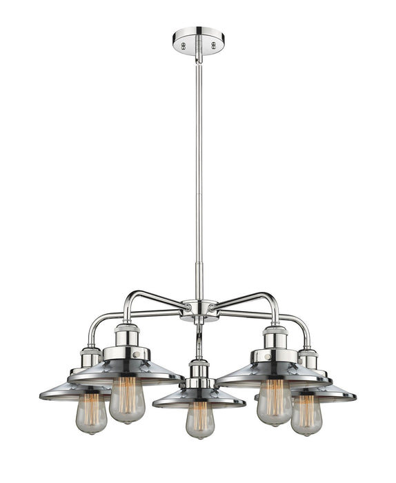 Innovations 916-5CR-PC-M7-PC Five Light Chandelier, Polished Chrome