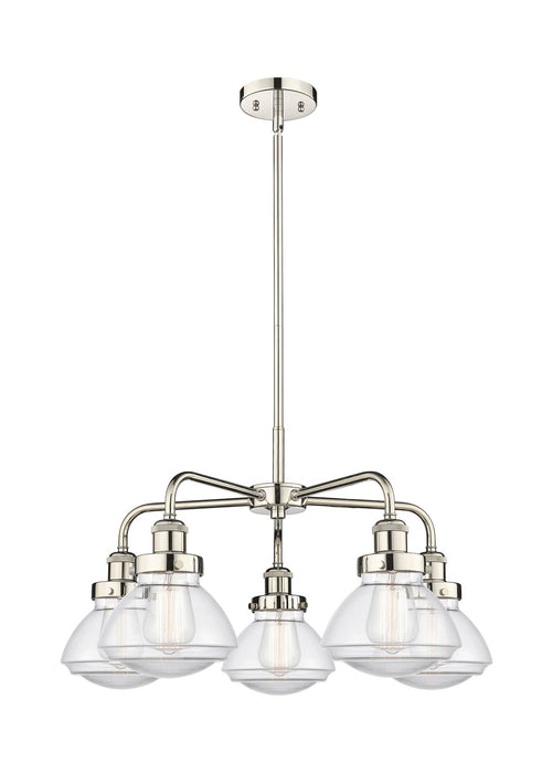 Innovations 916-5CR-PN-G322 Five Light Chandelier, Polished Nickel