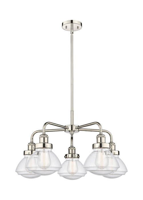 Innovations 916-5CR-PN-G324 Five Light Chandelier, Polished Nickel