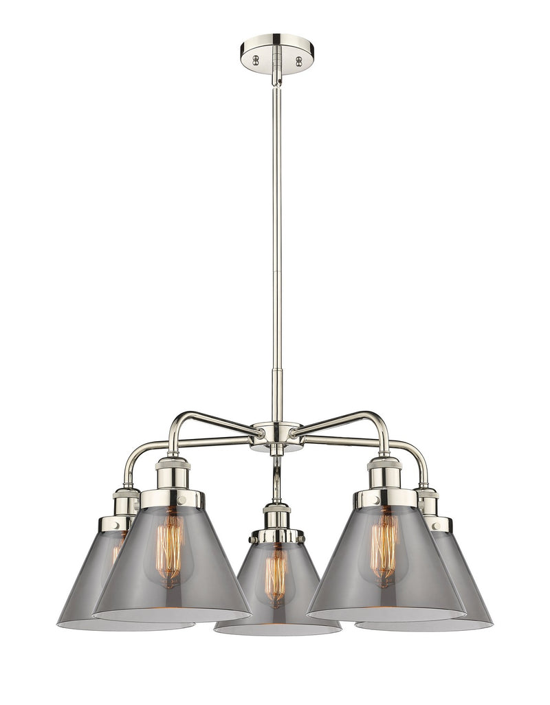 Innovations 916-5CR-PN-G43 Five Light Chandelier, Polished Nickel