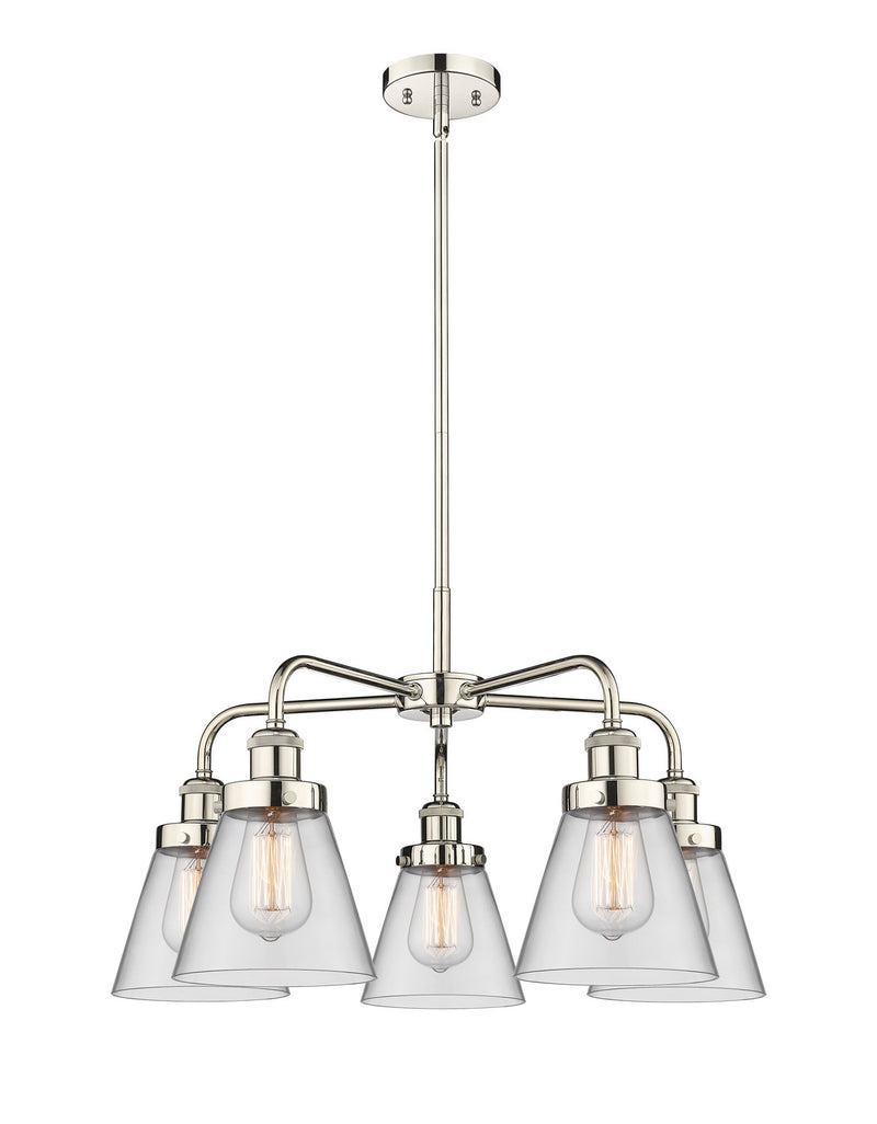 Innovations 916-5CR-PN-G62 Five Light Chandelier, Polished Nickel