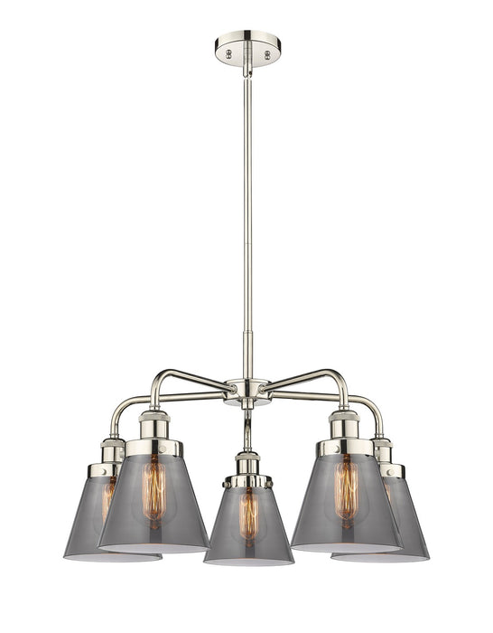 Innovations 916-5CR-PN-G63 Five Light Chandelier, Polished Nickel
