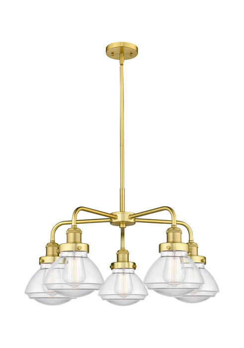 Innovations 916-5CR-SG-G322 Five Light Chandelier, Satin Gold