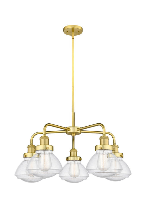 Innovations 916-5CR-SG-G324 Five Light Chandelier, Satin Gold